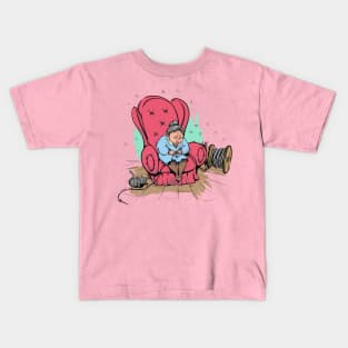 old woman knitting barbed wire Kids T-Shirt